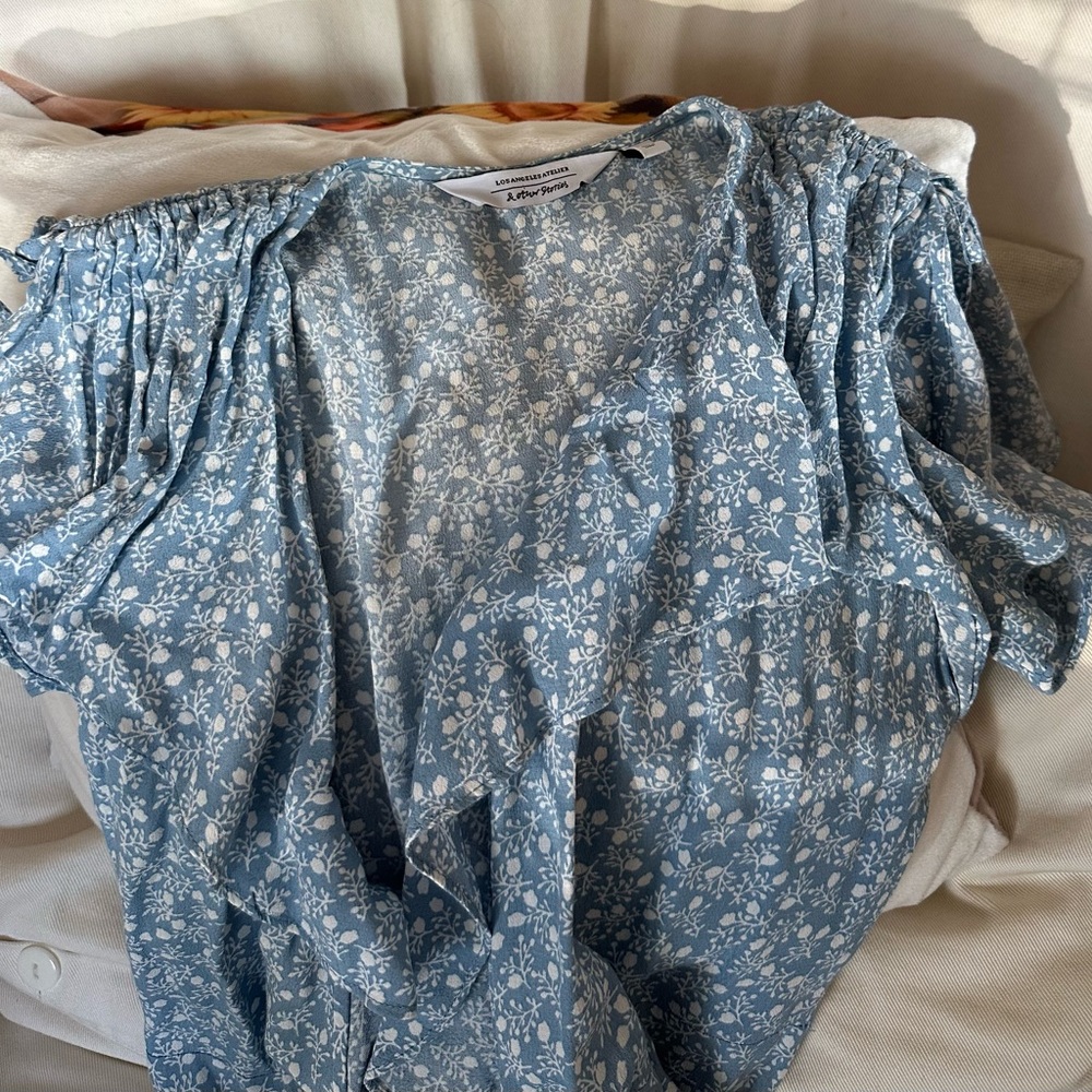 Los Angeles Atelier & Other Stories Blue White Floral Wrap Dress US 2 - Picture 7 of 16